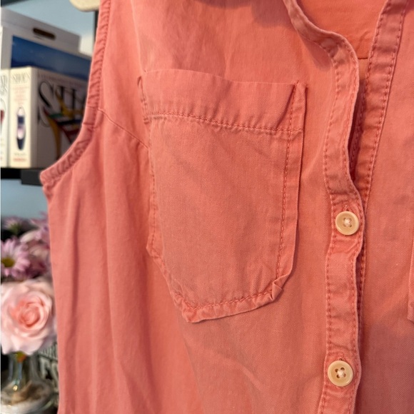 Pact Organic Cotton Pink Button-Up Romper - Picture 2 of 6